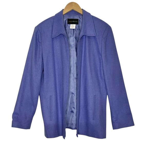Harris Wallace Womens Blazer Jacket Wool Blend Zip Front Sz 16 Light Purple - Picture 7 of 12